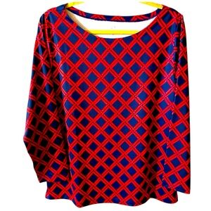 EUC Vineyard Vines Top, Scuba Knit, Geometric print, Sz XL, elevated basic